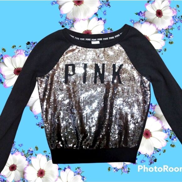 PINK! VICTORIA'S SECRET- BLING LIMITED EDITION SEQUINED OMBRE STYLE SWEATER - Picture 2 of 16